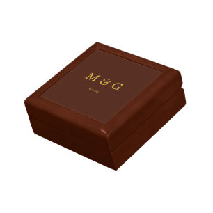 Custom Monogram and Date Symbol of Love Golden Oak Gift Box