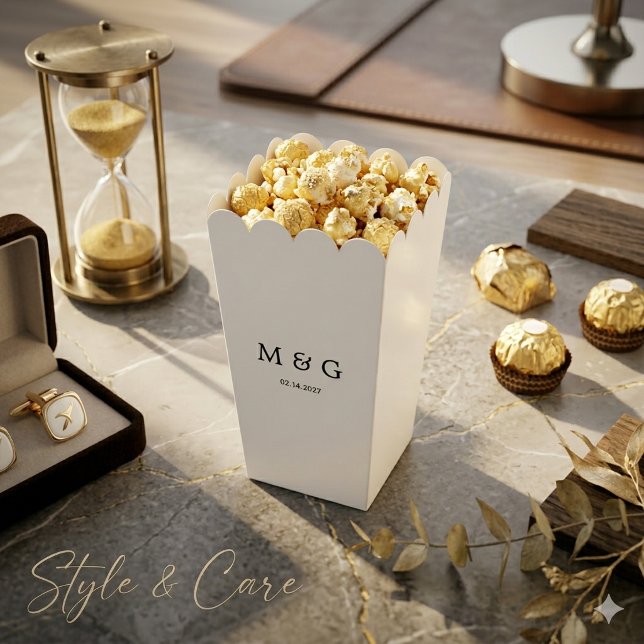Custom Monogram and Date Symbol of Love Popcorn Favor Boxes (Custom Monogram and Date Symbol of Love Popcorn Favor Boxes)