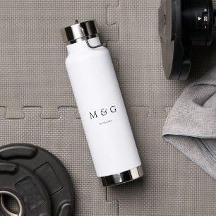 Custom Monogram and Date Symbol of Love Water Bottle