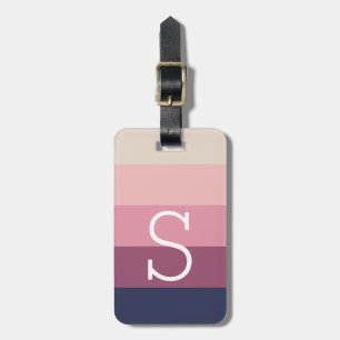 custom monogram and name bold color stripe pattern luggage tag