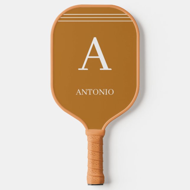 Custom Monogram and Name Brown  Pickleball Paddle (Front)