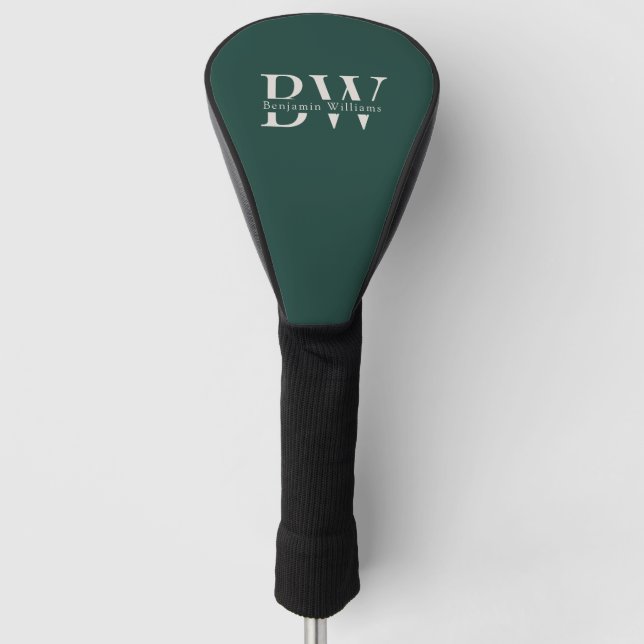 Custom Monogram and Name Classic Green Golf  Golf Head Cover (Front)