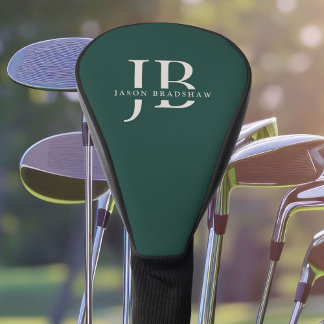 Custom Monogram and Name Classic Green Golf Head Cover