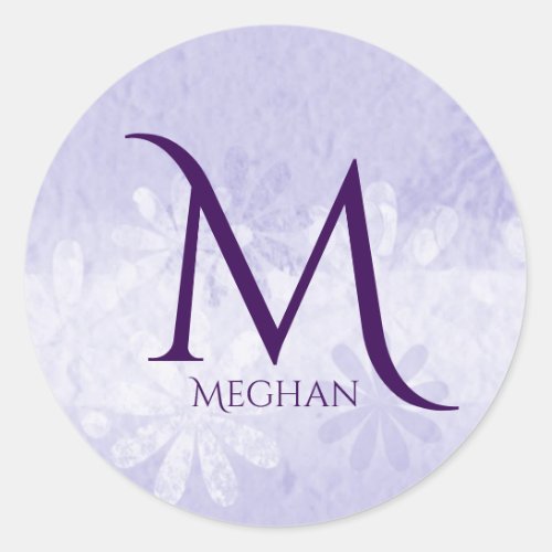 Custom Monogram and Name Purple and White Sticker