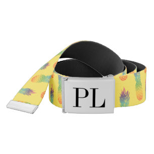 Custom monogram and pineapple fruit canvas belt