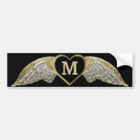 Custom Monogram Angel Wings Bumper Sticker