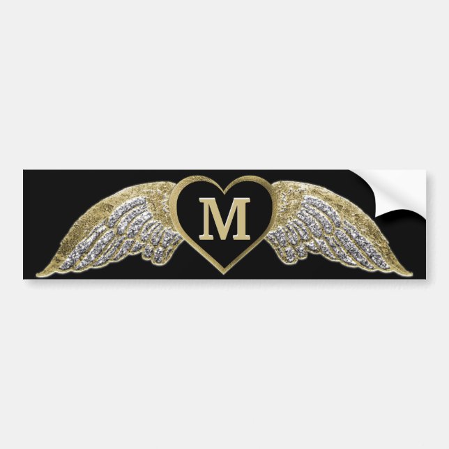 Custom Monogram Angel Wings Bumper Sticker (Front)