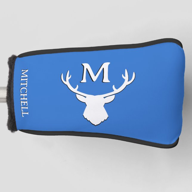Custom Monogram Antler Golf Head Cover (Front)