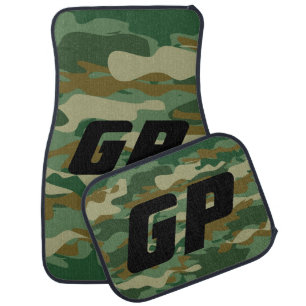 Custom monogram army camo camouflage car mat set