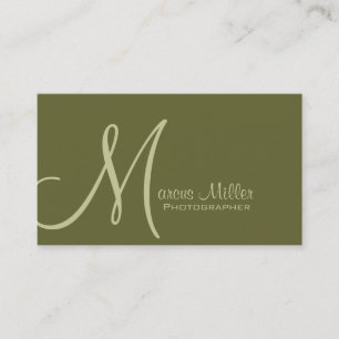 Custom Monogram Army Green Business Card