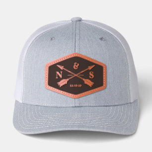 Custom Monogram Arrows Wedding Leather Patch Hat