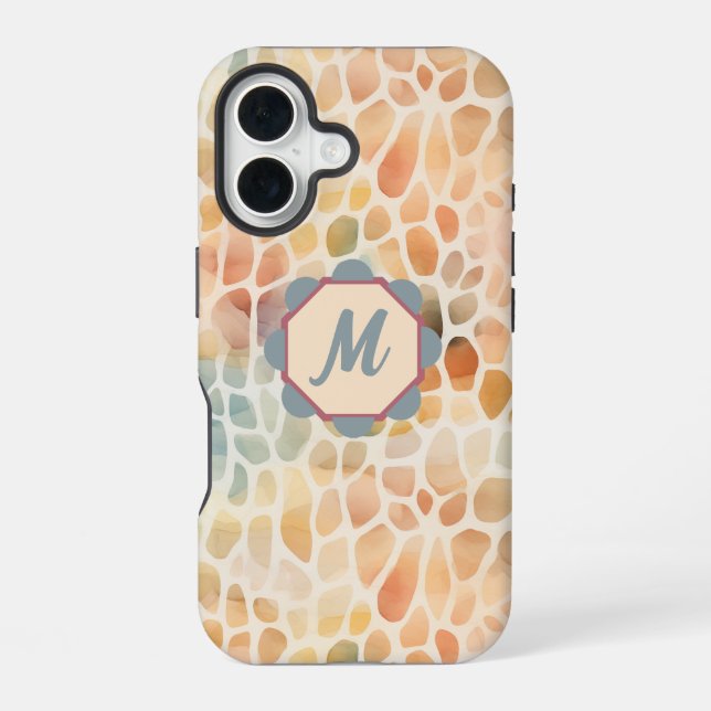 Custom Monogram Artistic Watercolor Pattern Iphone Case (Back)