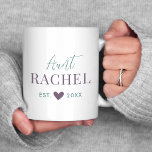 Custom Monogram Aunt Coffee Mug<br><div class="desc">A perfect gift for new aunts, uncles, grandparents or other relatives. Customize the text with any title and name monogram with the year established below. Click Customize It to change text fonts and colors to create a unique one of a kind gift for any family member in celebration of a...</div>