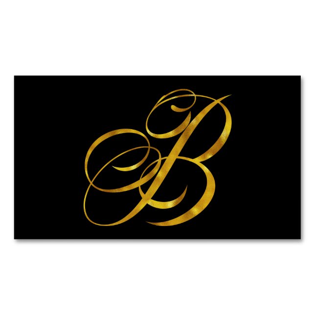 Custom Monogram B Faux Gold Foil Monograms Initial Magnetic Business Card (Front)