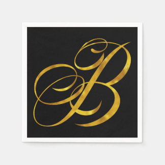 Custom Monogram B Faux Gold Foil Monograms Initial Napkins