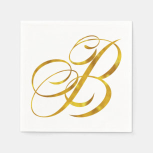 Custom Monogram B Faux Gold Foil Monograms Initial Paper Napkins