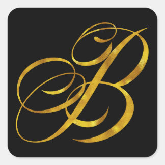 Custom Monogram B Faux Gold Foil Monograms Initial Square Sticker