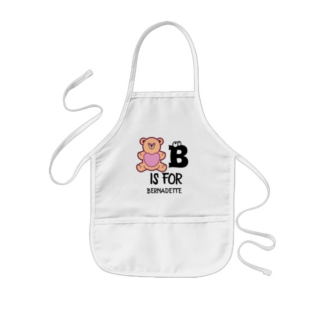 Custom monogram B is for bear funny cute animal Kids' Apron (Front)