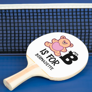 Custom monogram B is for bear funny cute animal Ping Pong Paddle