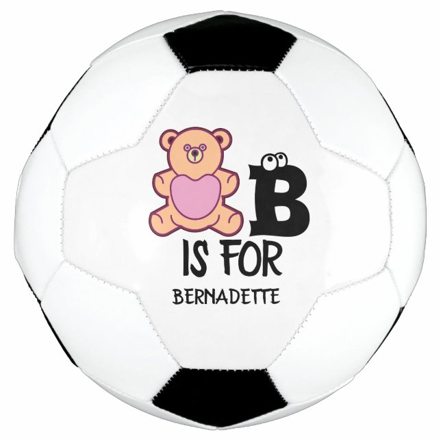 Custom monogram B is for bear funny cute animal Soccer Ball (Front)