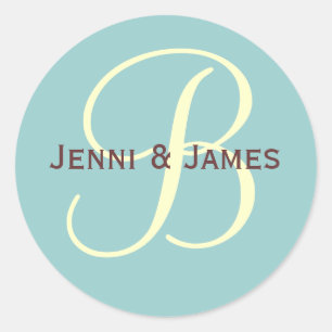 Custom Monogram B Wedding Favor & Envelope Sticker