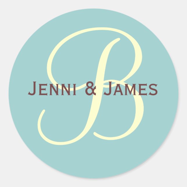 Custom Monogram B Wedding Favor & Envelope Sticker (Front)