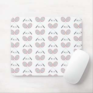 Custom Monogram Badminton Pattern Mouse Pad