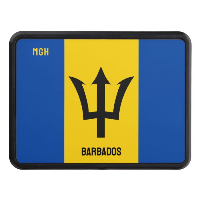 Custom Monogram Barbados Flag Hitch Cover (Front)