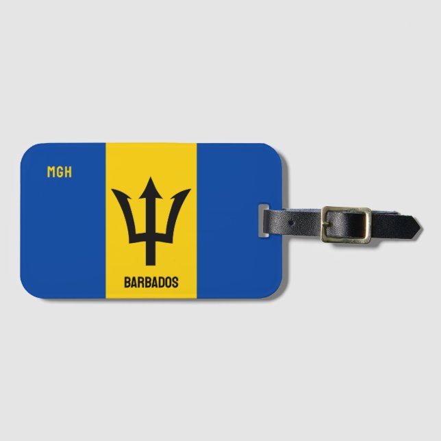 Custom Monogram Barbados Flag Luggage Tag (Front Horizontal)
