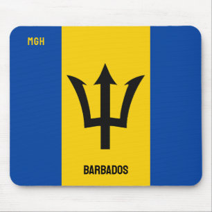 Custom Monogram Barbados Flag Mouse Pad