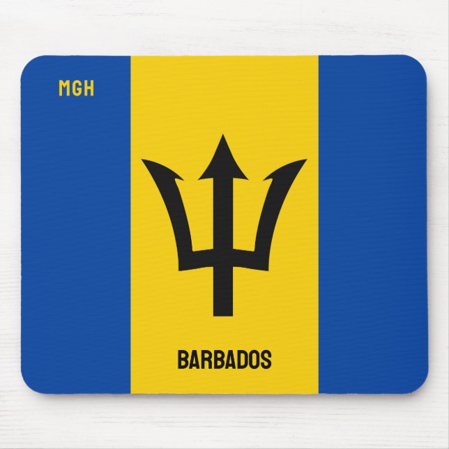 Custom Monogram Barbados Flag Mouse Pad (Front)