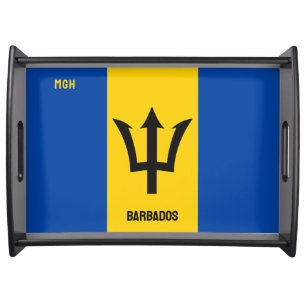 Custom Monogram Barbados Flag Serving Tray