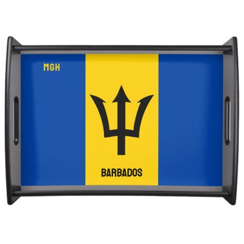 Custom Monogram Barbados Flag Serving Tray