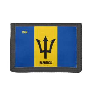 Custom Monogram Barbados Flag Tri-fold Wallet