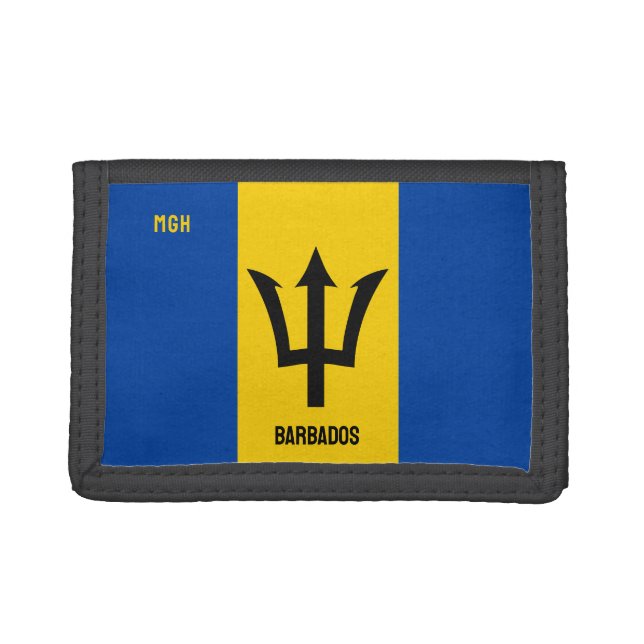 Custom Monogram Barbados Flag Trifold Wallet (Front)