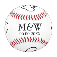 Custom monogram baseball for sports theme wedding