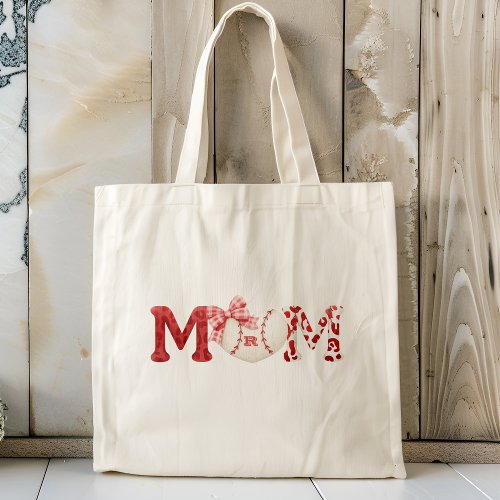 Custom Monogram Baseball Mom Tote Bag