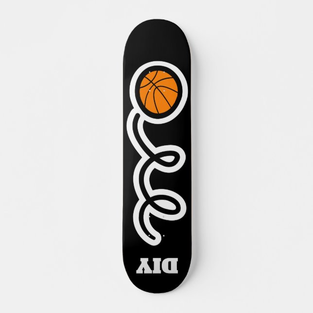 Custom monogram basketball design skateboard deck (Front)
