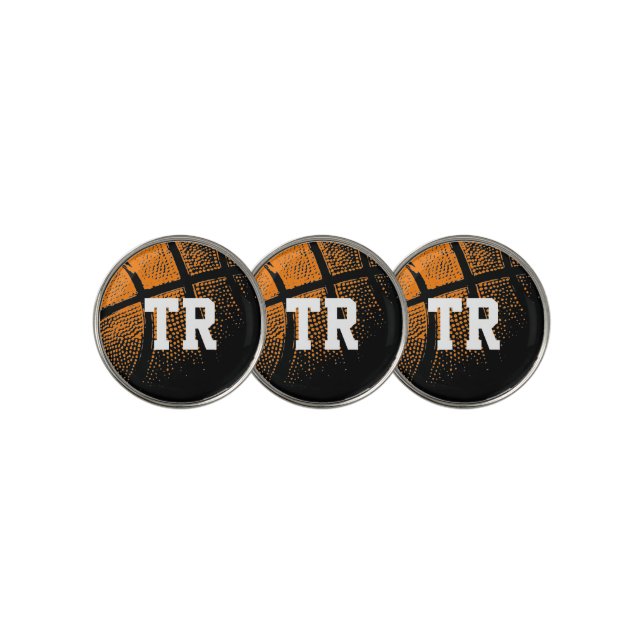 Custom monogram basketball image golf ball markers (3 Up)