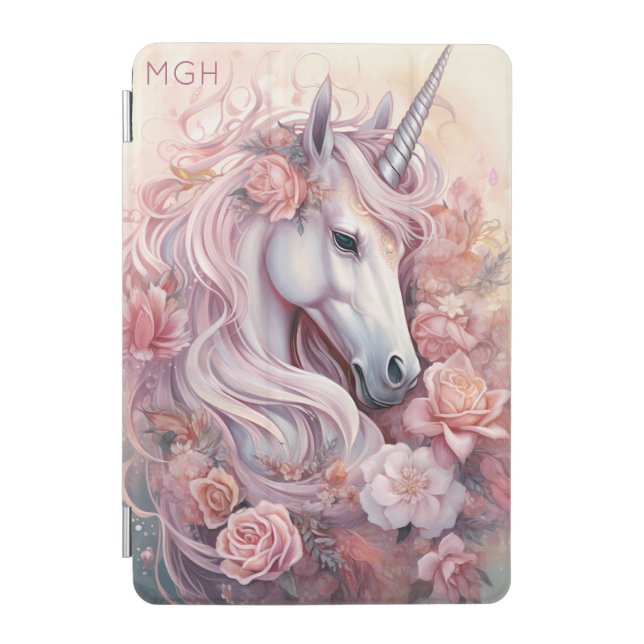 Custom Monogram Beautiful Unicorn iPad Mini Cover (Front)