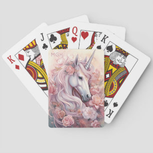 Custom Monogram Beautiful Unicorn Poker Cards