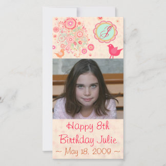 Custom Monogram Birthday Photo Card