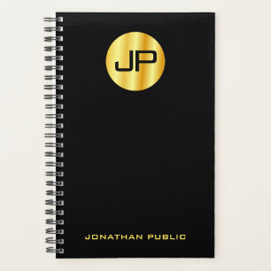 Custom Monogram Black And Gold Elegant Template Planner