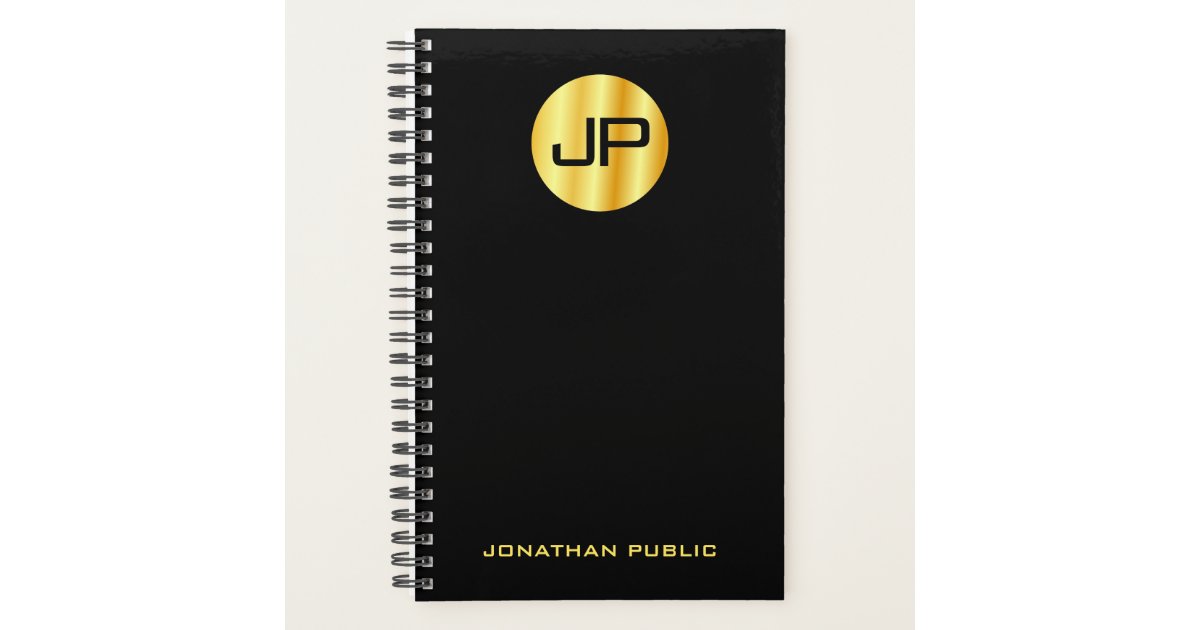 Custom Monogram Black And Gold Elegant Template Planner | Zazzle