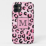 Custom Monogram. Black And Pink Leopard Print. Iphone 11 Case at Zazzle
