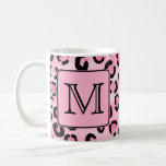 Custom Monogram. Black And Pink Leopard Print. Coffee Mug at Zazzle