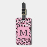 Custom Monogram. Black And Pink Leopard Print. Luggage Tag at Zazzle