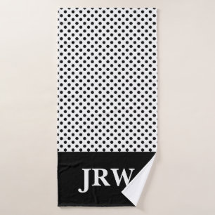 Custom Monogram Black and White Bath Towel Set