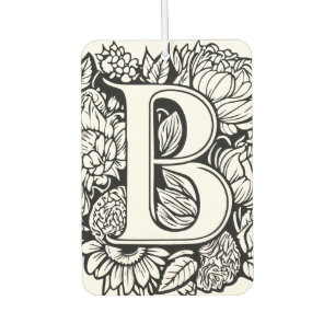 Custom Monogram Black and White Floral Tattoo Art Air Freshener