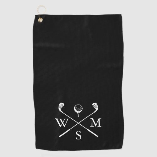 Custom Monogram Black And White Golf Towel
